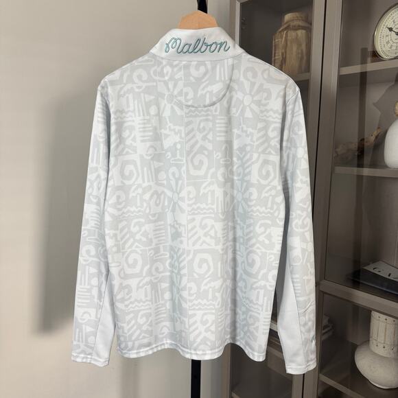 Malbon Golf Capo 1/4 Zip Silver Pattern Pullover S NEW Half-Zip Long Sleeve Top - Picture 5 of 7